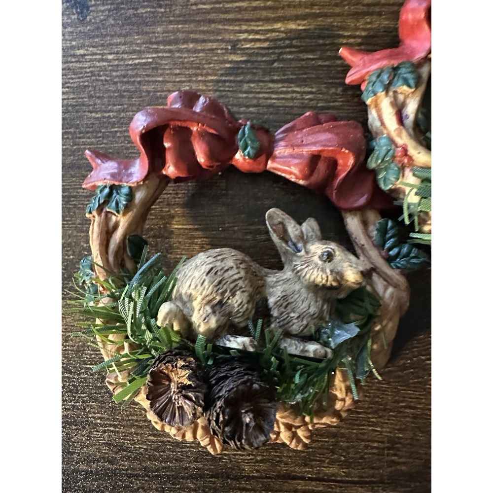 Silvestrio Handcrafted Christmas Bunny Wreath Ornaments Set of 2, Small - Picture 3 of 5
